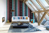 Autumn Stripes mural in a living room.

