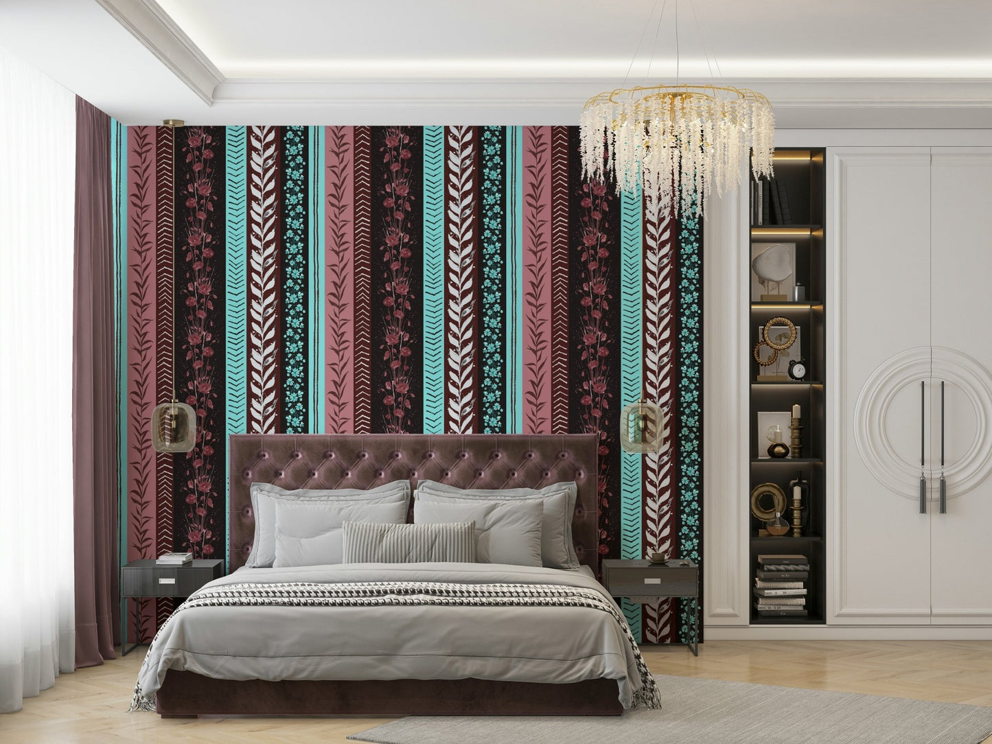 Striped wallpaper with a modern autumn theme.

