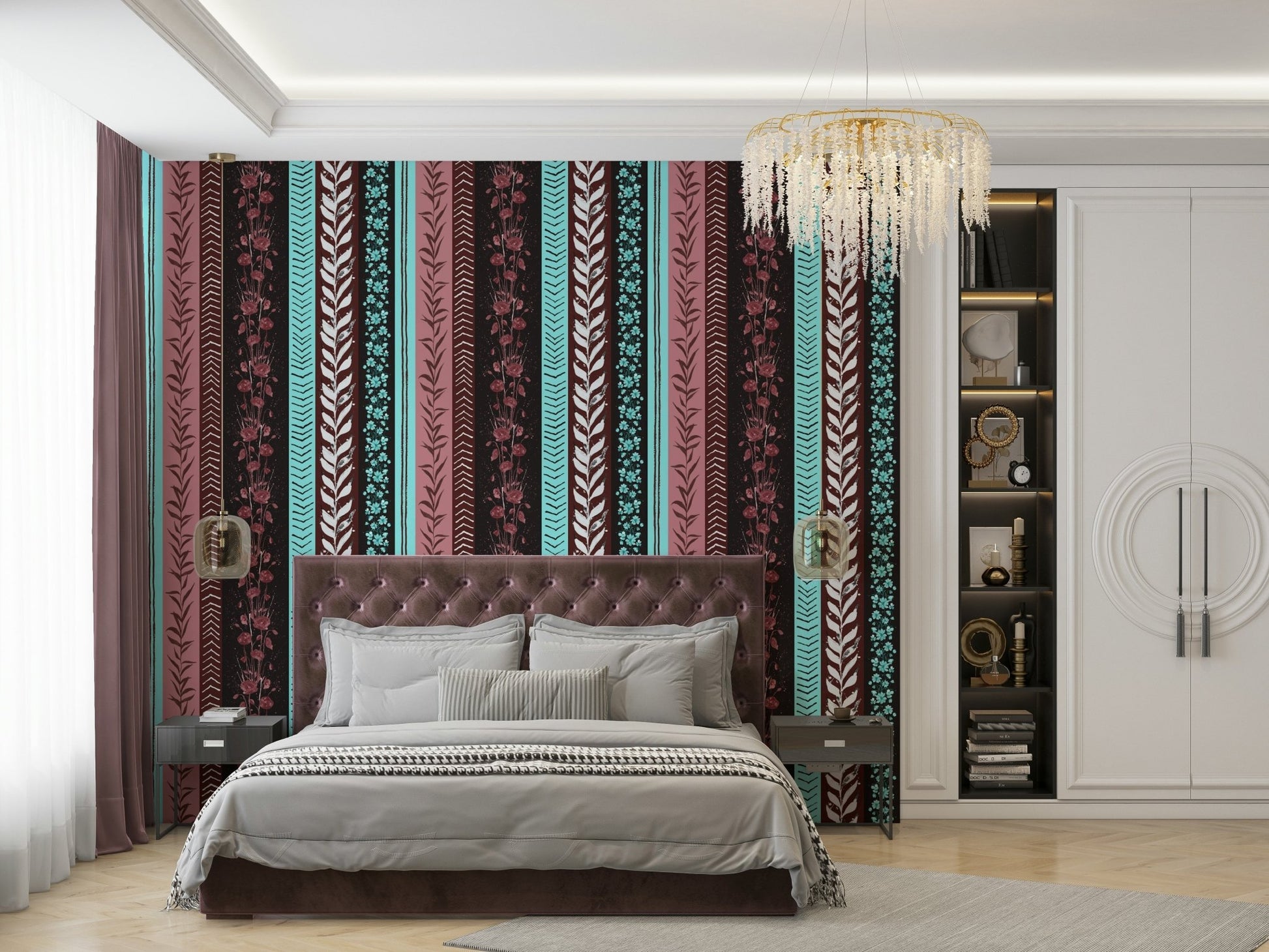 Striped wallpaper with a modern autumn theme.


