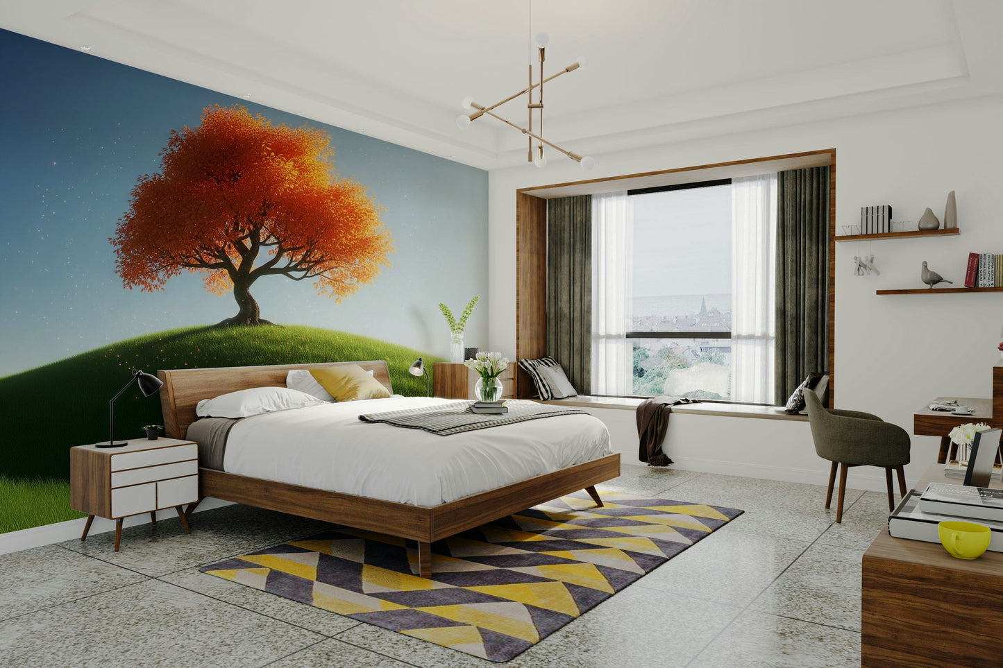 The composition is a wide, landscape view of the countryside.

