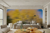 A close-up view shows the soft, blending lines of the abstract art.

