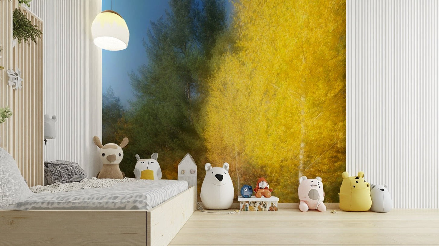 The colors are a blend of bright yellows, light greens, and soft whites.

