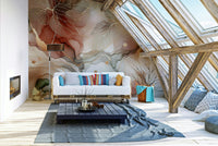 Mural with autumn foliage creating a cozy, natural atmosphere.

