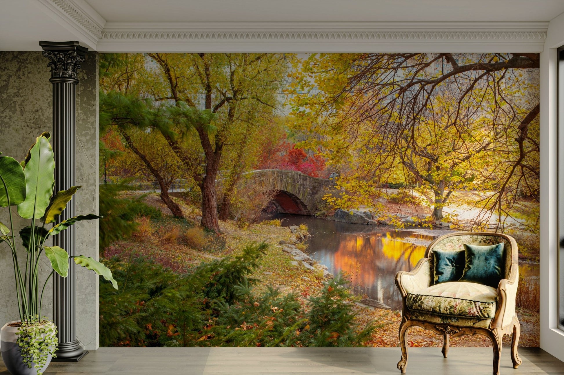 Autumnal Elegance Wall Mural showcasing vibrant fall leaves

