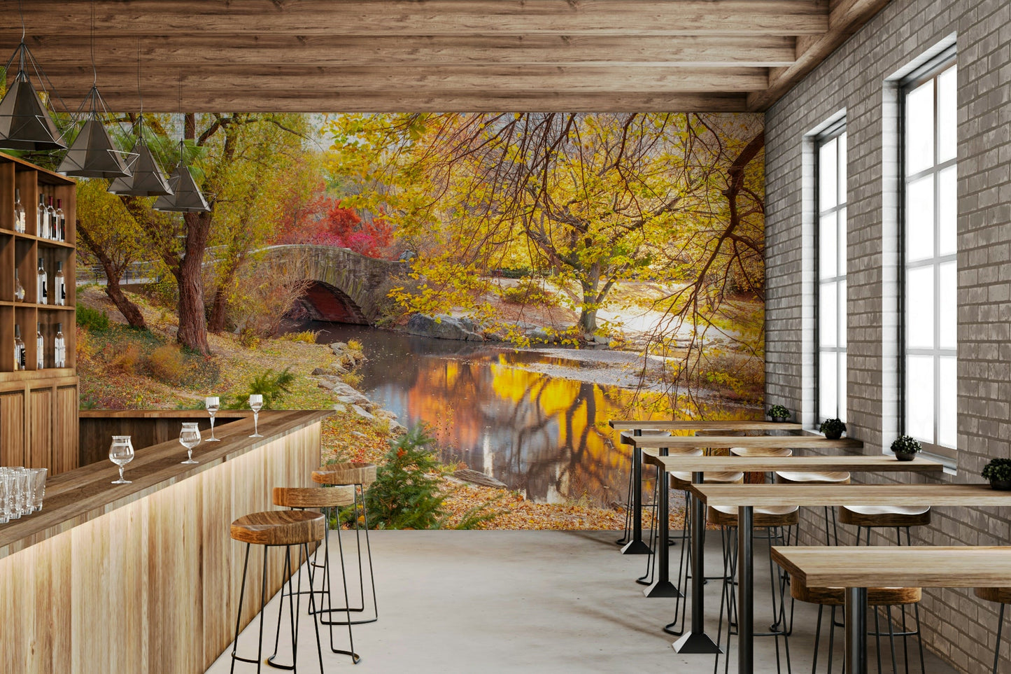 Calm and inviting autumn landscape bringing nature indoors

