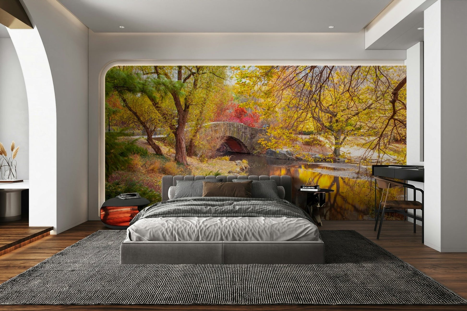 Autumn leaves creating a peaceful, serene atmosphere

