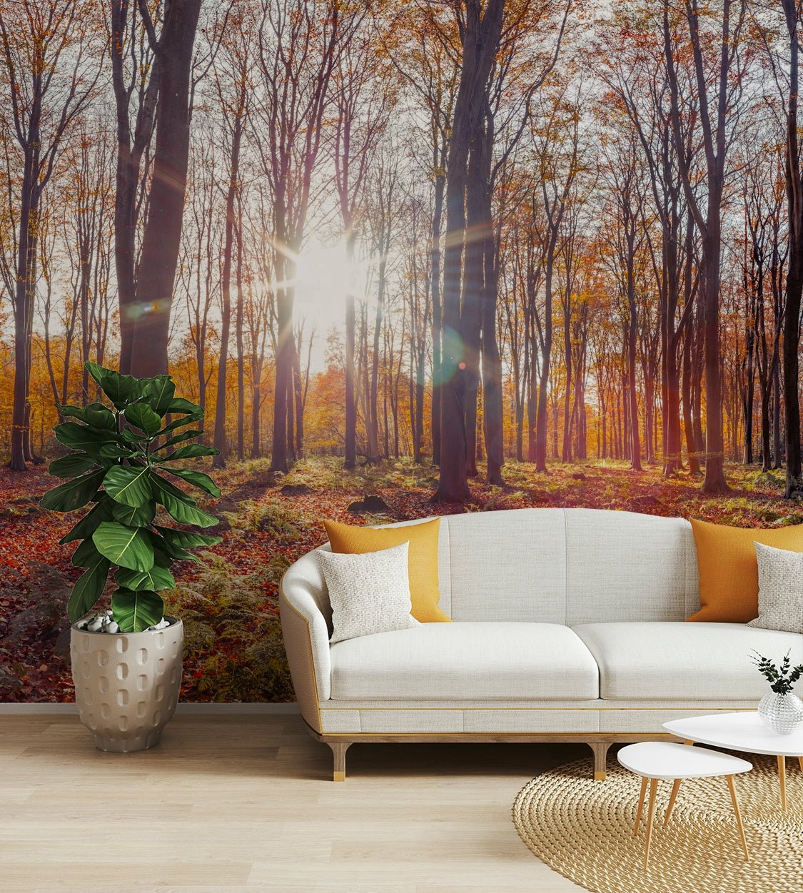 Detailed fall leaves in warm golden hues for home decor

