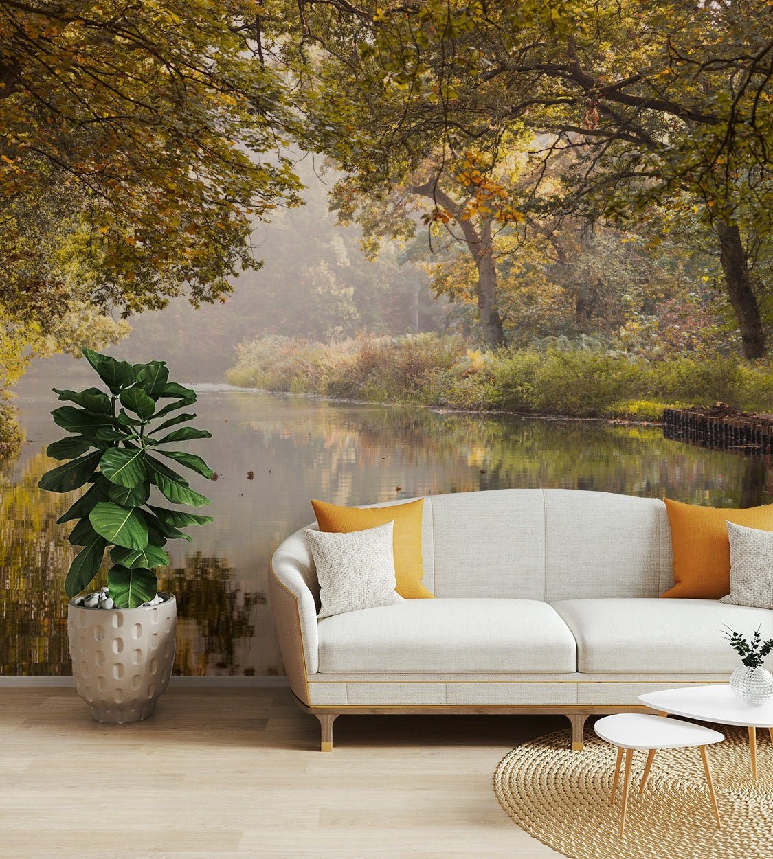 The mural extends across the entire wall, creating a smooth backdrop.

