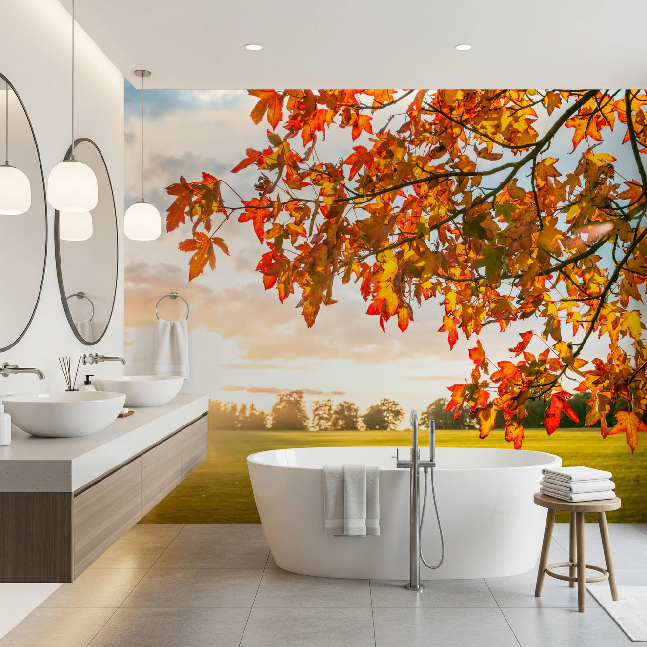 Autumn's Golden Symphony Wall Mural