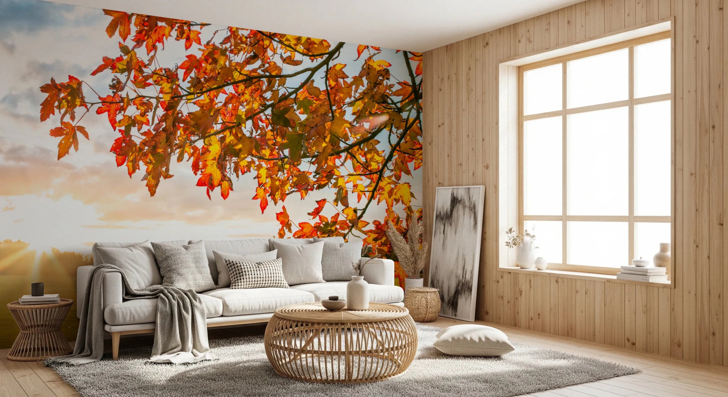 Autumn's Golden Symphony Wall Mural