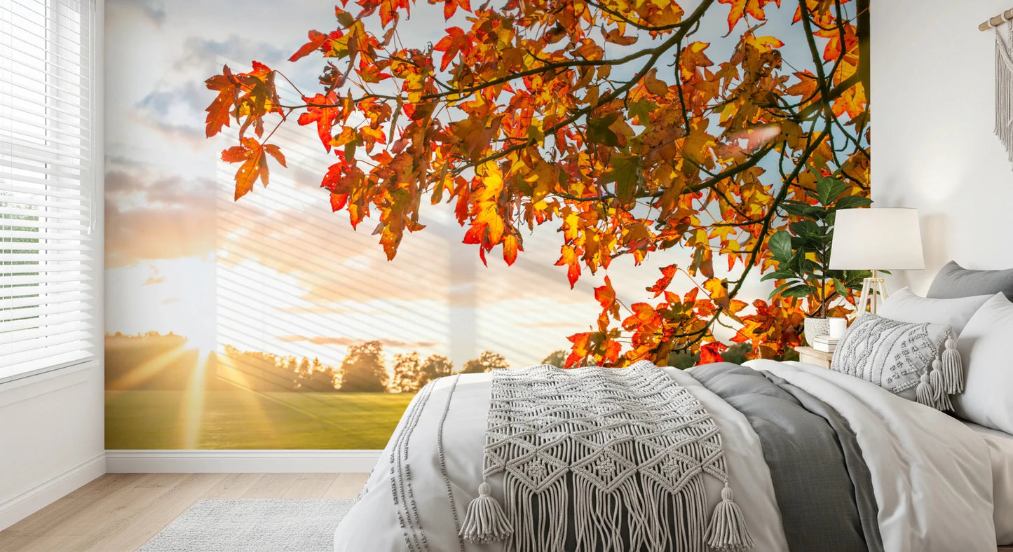 Autumn's Golden Symphony Wall Mural