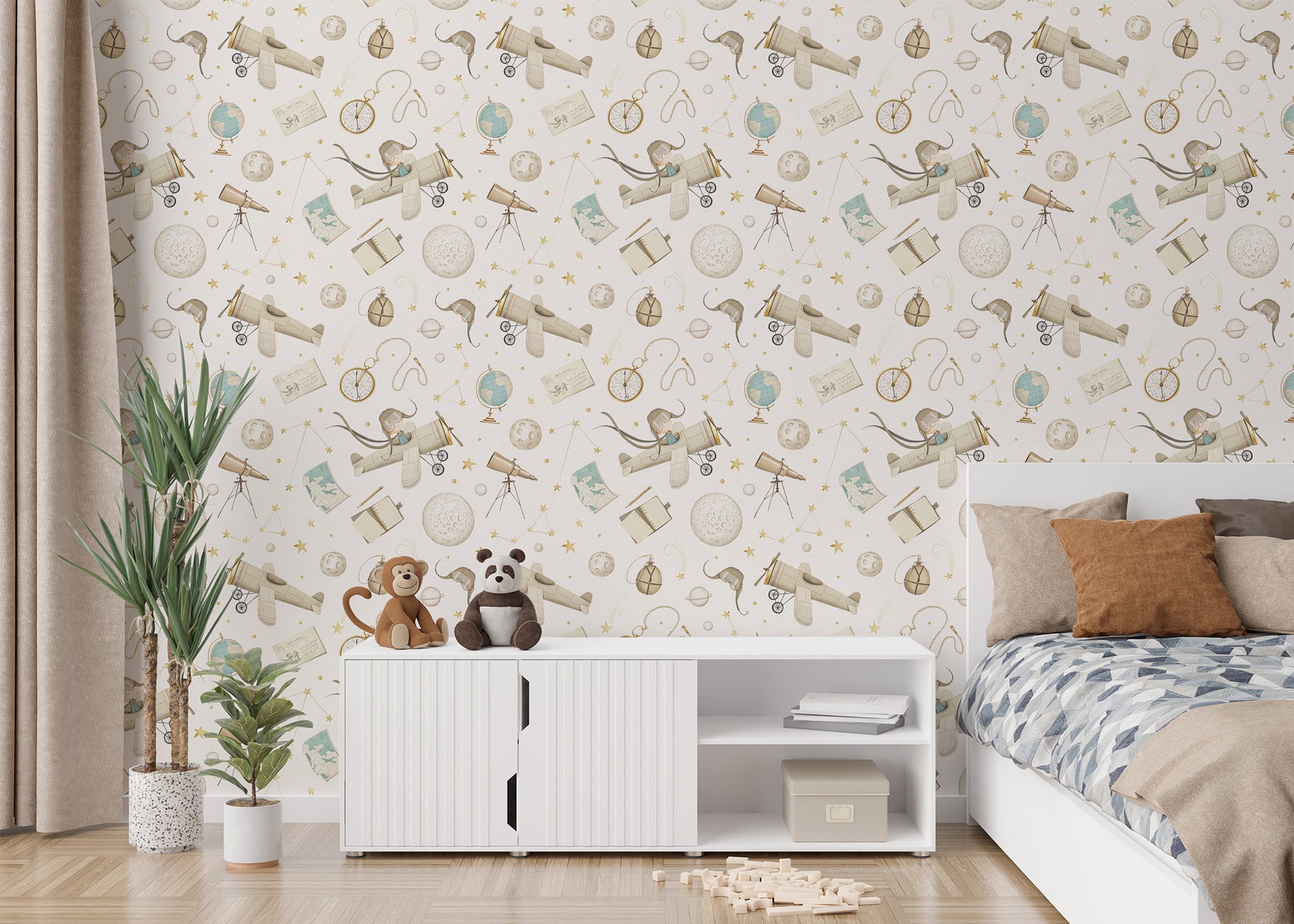 Vintage aviator wallpaper for kids