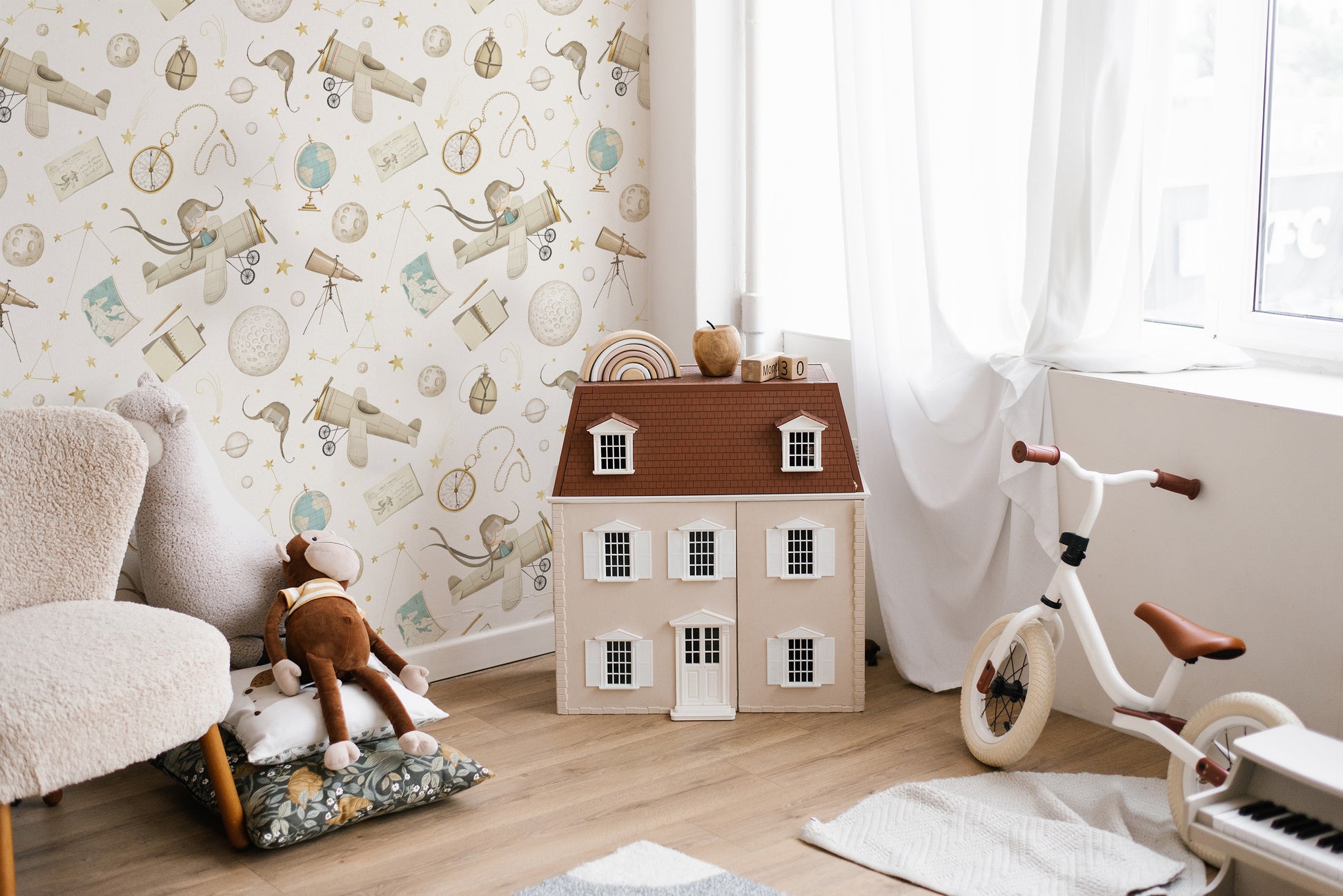 Dreamy airplane wallpaper for nurseries