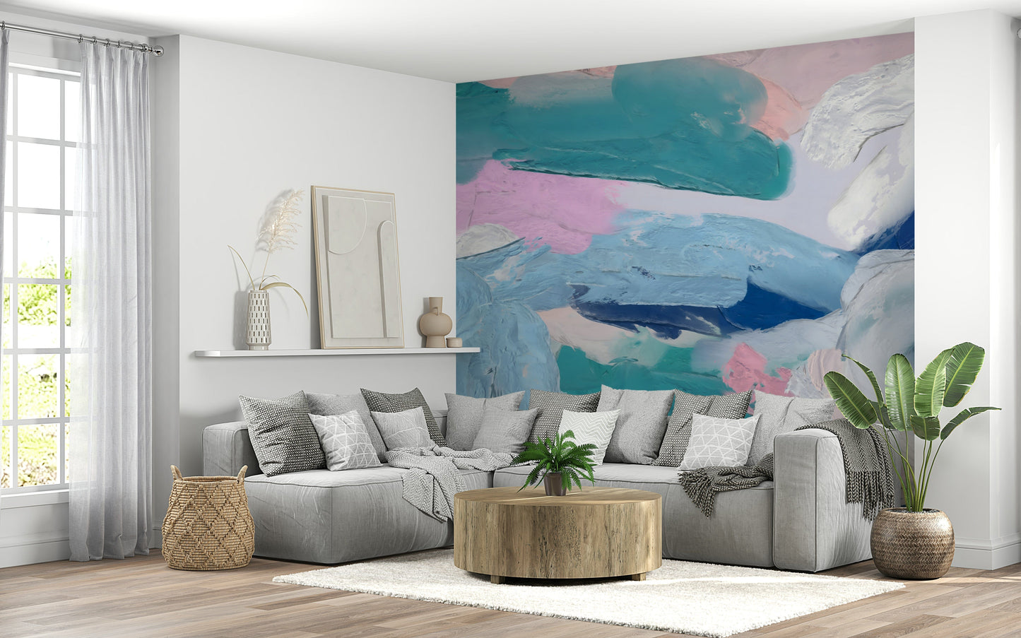 Serene pastel clouds featuring Azure Strokes wall mural.