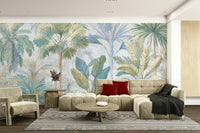 Mural wallpaper of an azure palms daylight design

