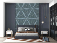 Stunning Art Deco Radiance mural in a deep, rich blue tone.