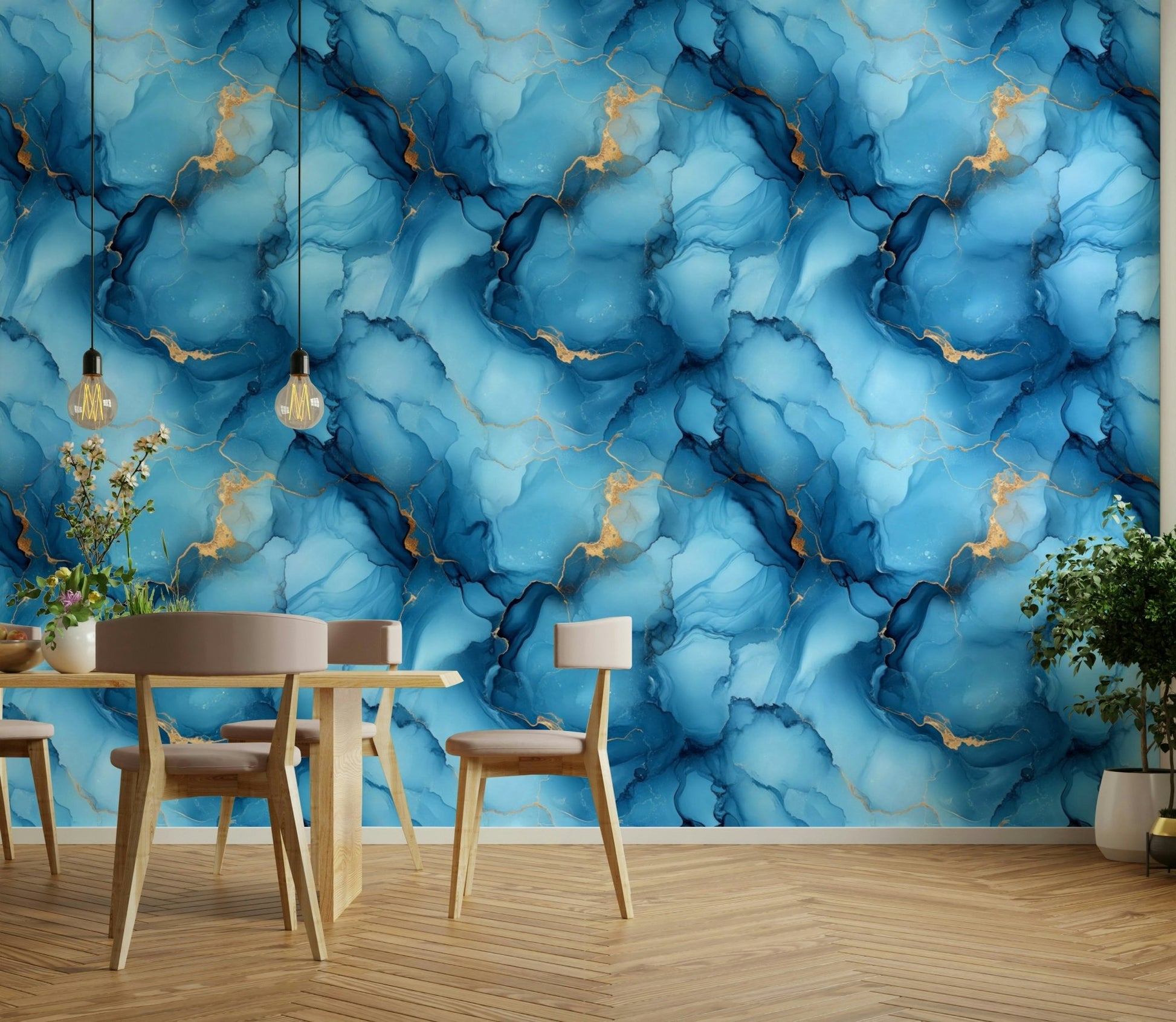 Azure River Wallpaper with flowing blue design


