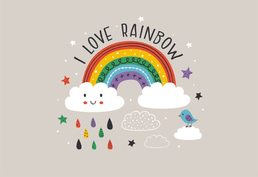 Colorful Rainbow & White clouds Wallpaper