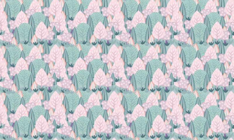 Scandinavian Style Trees and Leaves Wallpaper in your room — zoomed