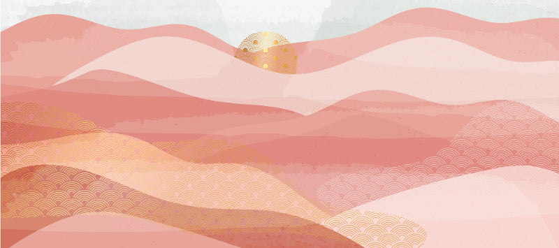 Pink Color Wavy Mountain Wallpaper Murals
