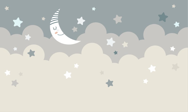 Shining Stars With Moon Children Wallpaper Murals in your room — zoomed