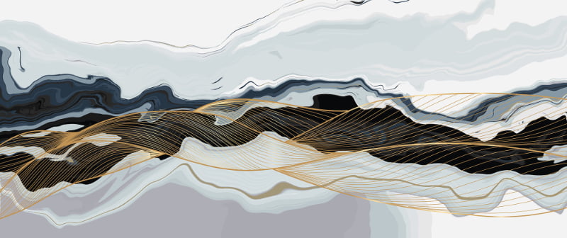 Blue & Gold Wavy Marble Wallpaper Murals in your room