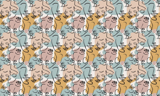 Modern Human Face Line Art Wallpaper