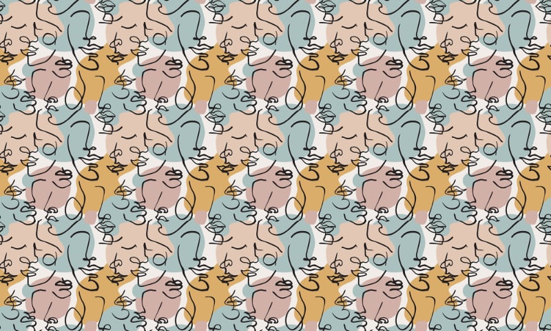 Modern Human Face Line Art Wallpaper in your room