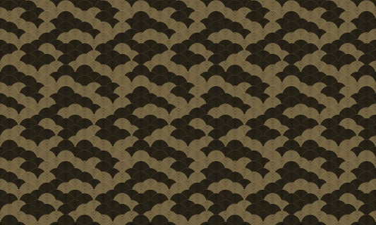 Gold & Black Ocean Wave Circular Pattern Wallpaper