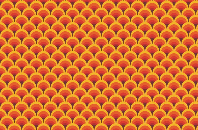 Orange Color Geometric Arch Wallpaper