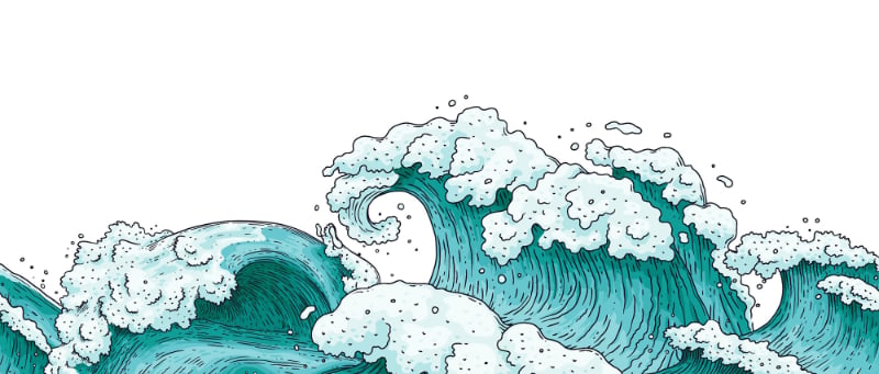 Ocean Waves Abstract Wallpaper Murals in your room — zoomed
