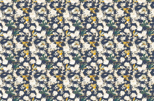 Birds and Peony Flower Wallpaper