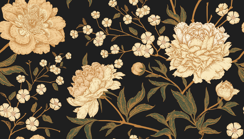 Dark Peony Flowers Wallpaper Murals