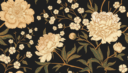 Dark Peony Flowers Wallpaper Murals
