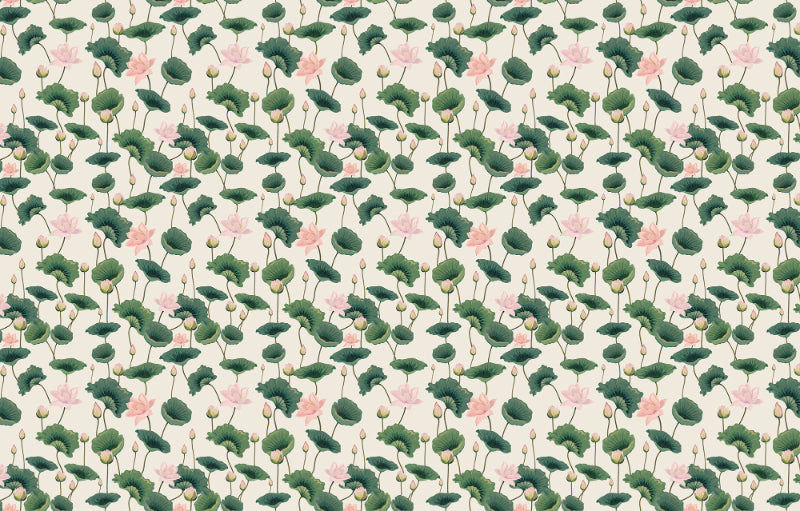 Pink Lotus & Green Flower Plants Wallpaper