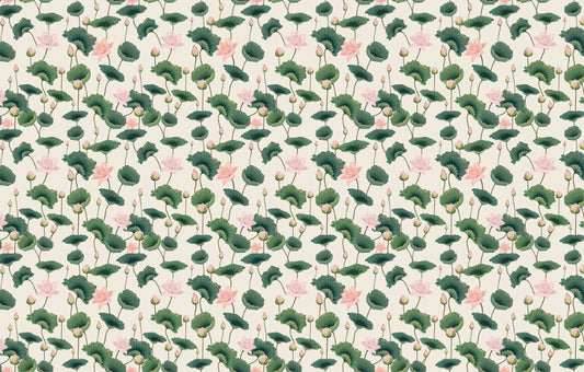 Pink Lotus & Green Flower Plants Wallpaper
