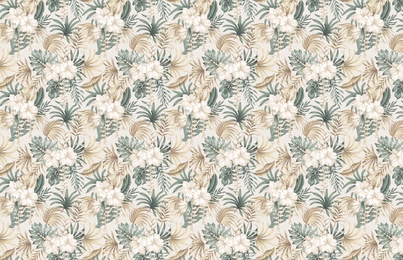 Tropical Floral Foliage Palm Leaves Wallpaper in your room