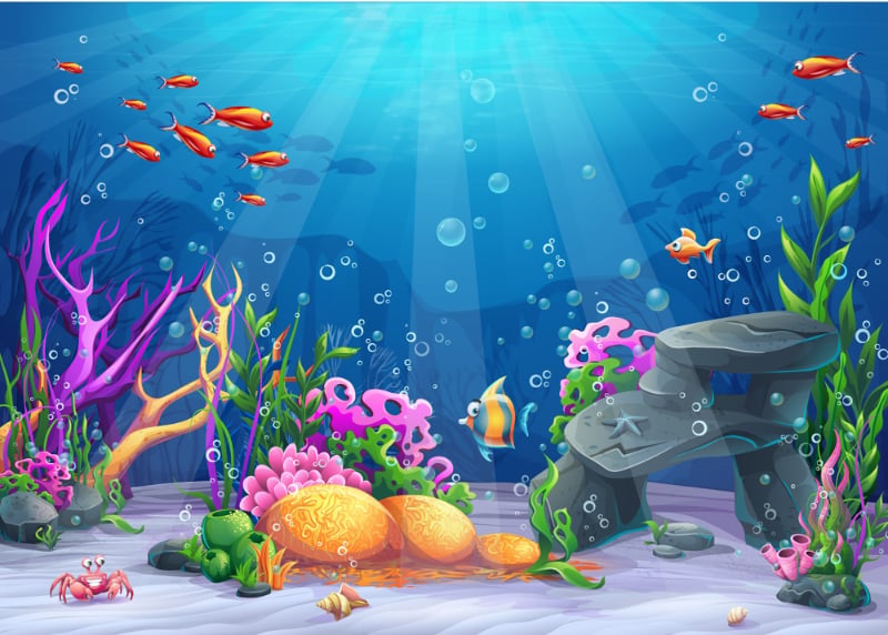 Blue Underwater Corel Reef Wallpaper Murals in your room — zoomed