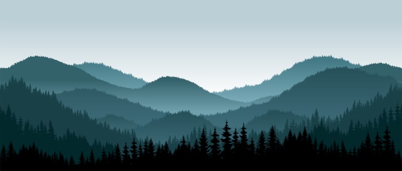 Dark Foggy Mountains Wallpaper Murals in your room — zoomed