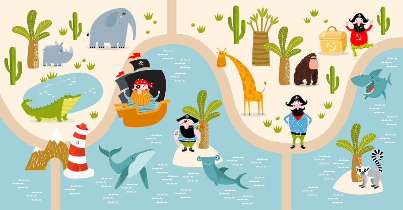 Pirate Animals Kids Wallpaper in your room
