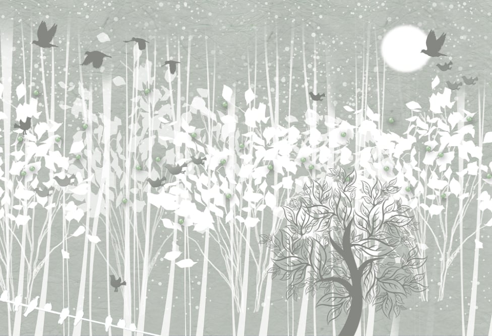 3d Winter Snow Forest Wallpaper Murals in your room — zoomed