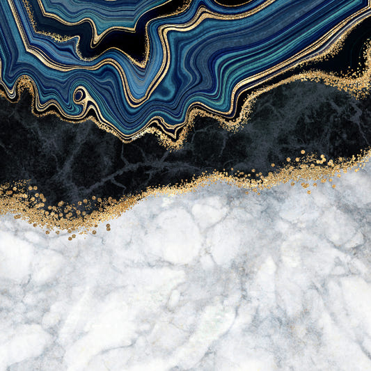 Blue Agate Golden Veins Marble Wallpaper Murals