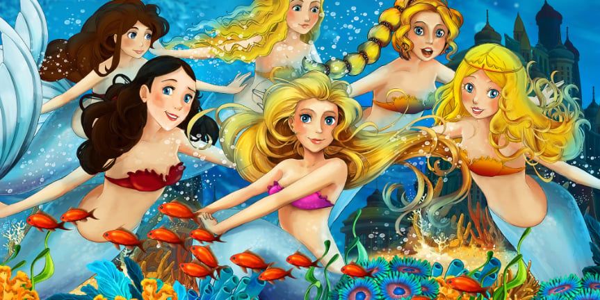 Underwater Mermaid with Fish Girls Room Wallpaper Murals in your room