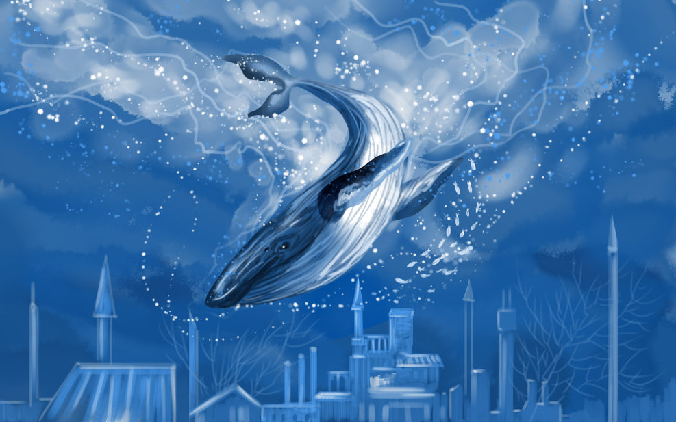 Blue Whale Wallpaper Murals in your room — zoomed