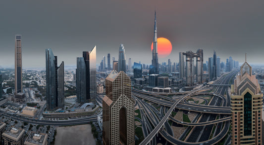 Dubai Skyline During Sunrise Wallpaper Murals