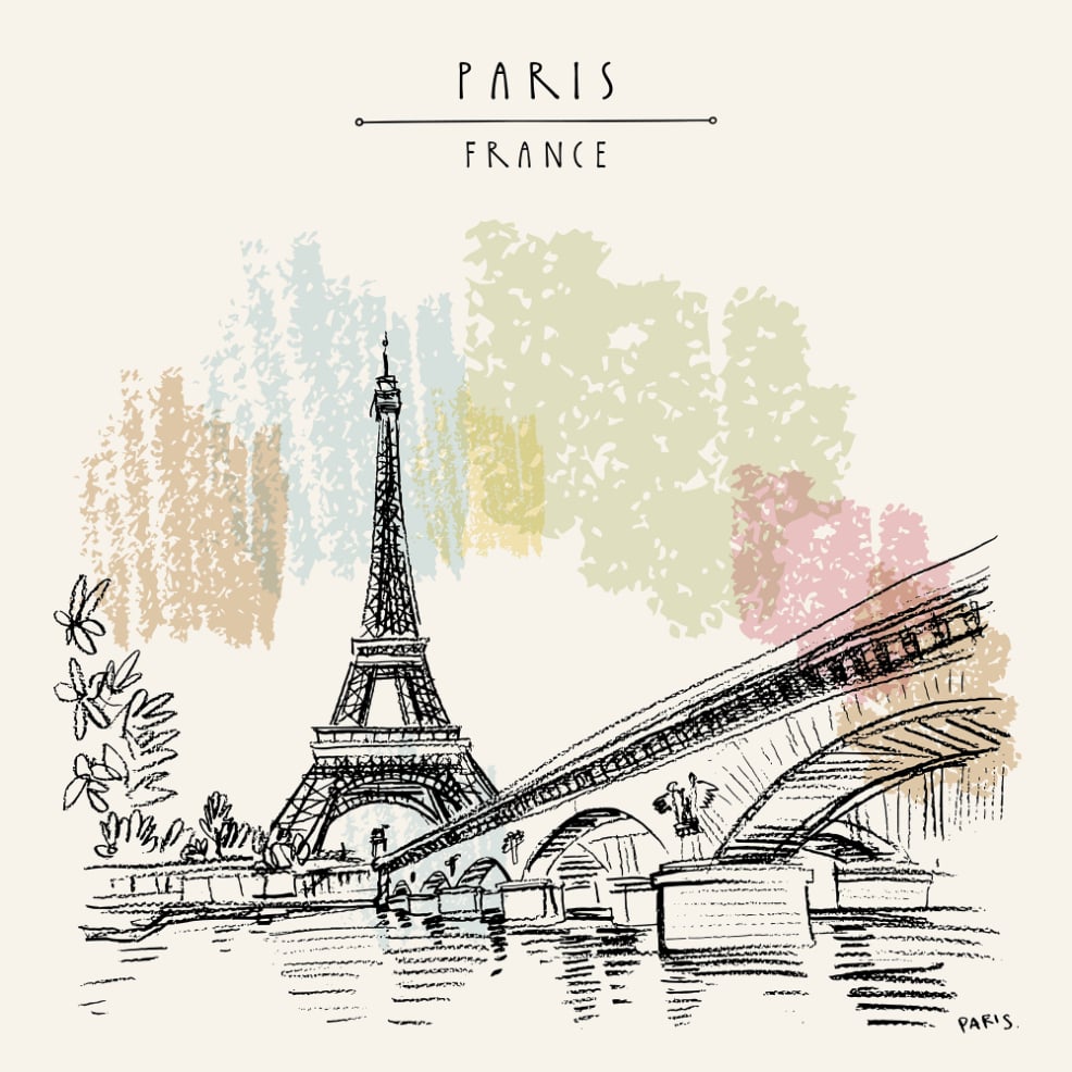 Eiffel Tower drawing wallpaper for walls in your room