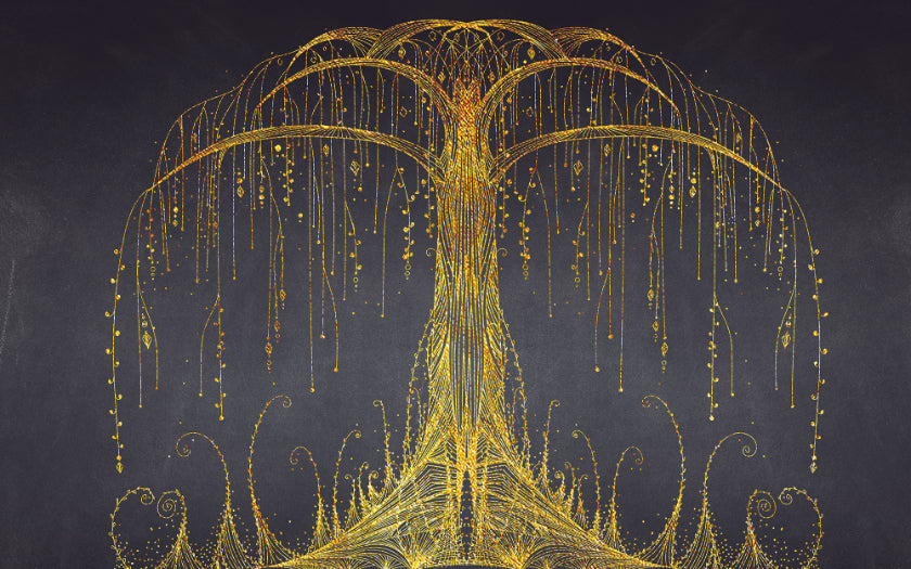 Gold Abstract Ornamental Tree Wall Murals
