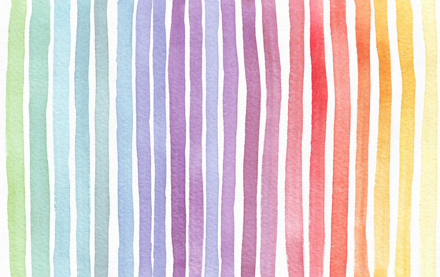 Watercolor Rainbow Striped Wallpaper Murals in your room