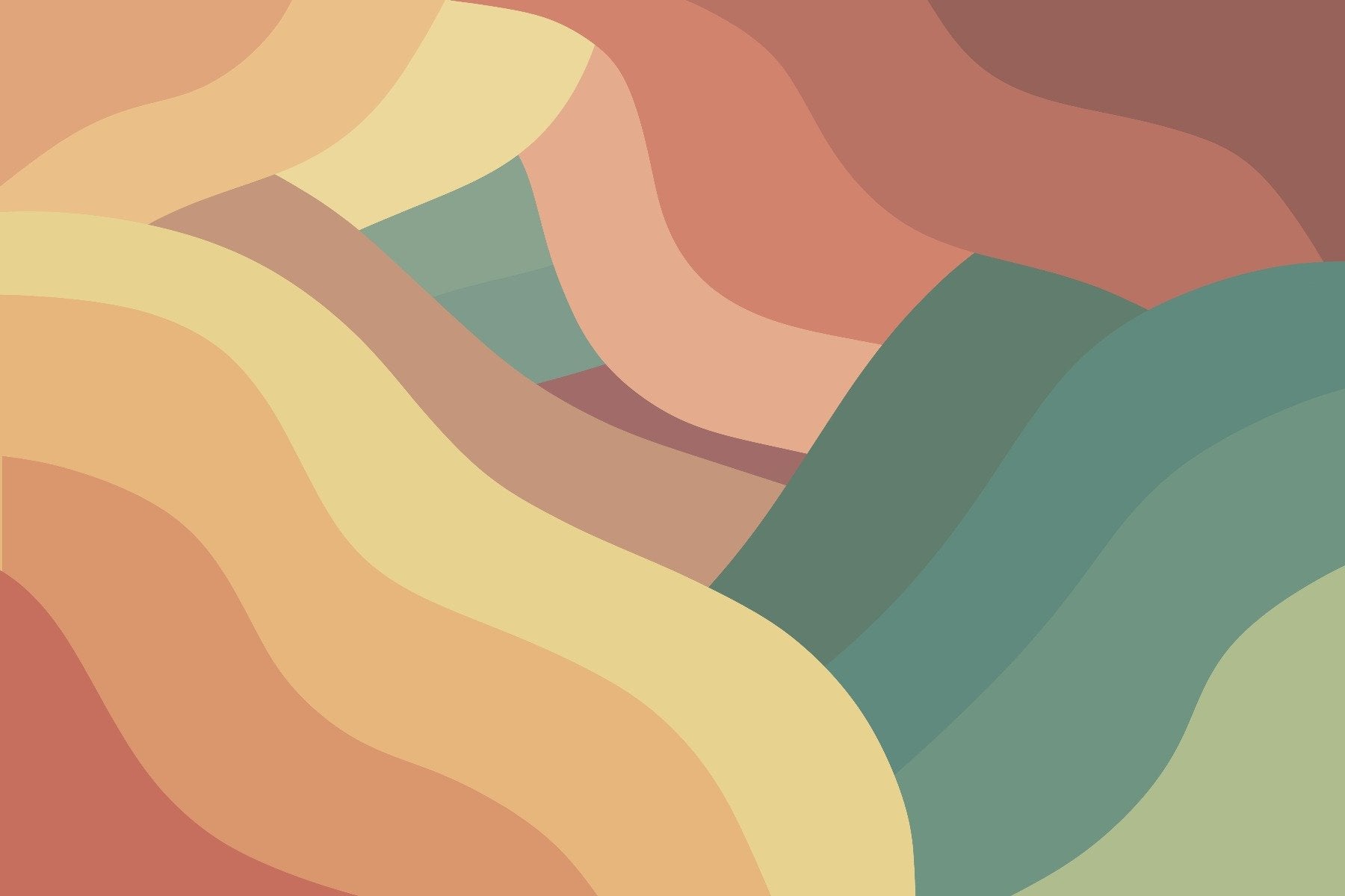 Multicolor Wavy Retro Wallpaper Wall Murals in your room — zoomed