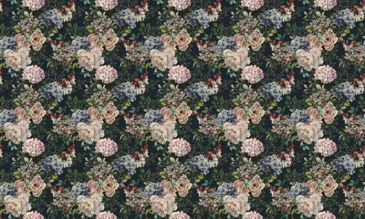 Dark Watercolor Seamless Floral Wallpaper For Walls